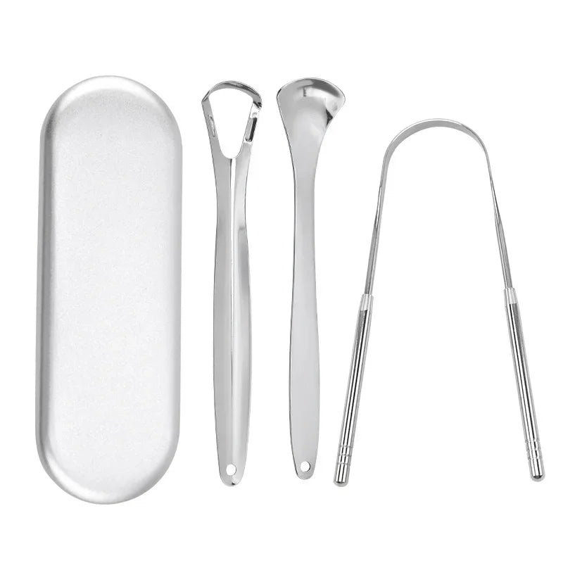 Ascend Stainless Steel Tongue Scraper Set (1–2 Pieces, Portable Oral Cleaner)