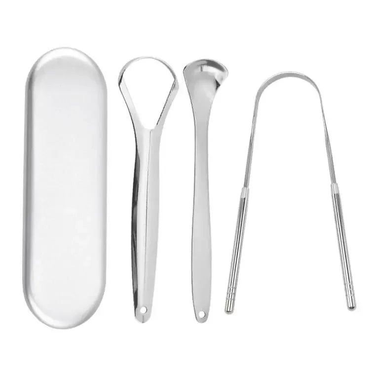 Ascend Stainless Steel Tongue Scraper Set (1–2 Pieces, Portable Oral Cleaner)