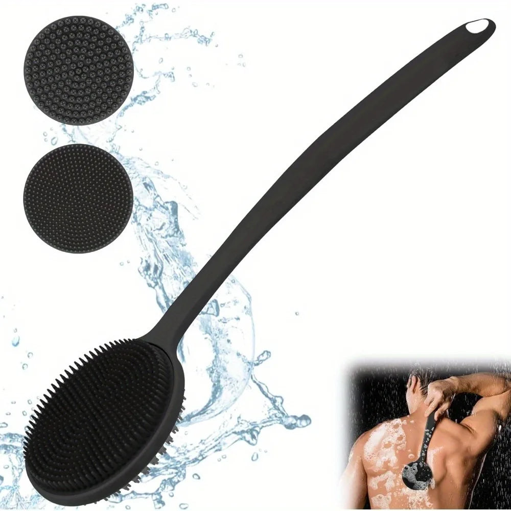 Ascend Silicone Back Scrubber – Double-Sided Long Handle Body Brush for Shower & Massage