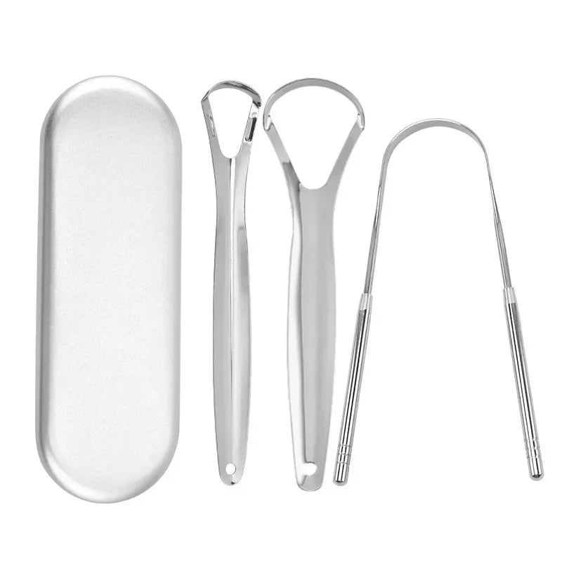 Ascend Stainless Steel Tongue Scraper Set (1–2 Pieces, Portable Oral Cleaner)