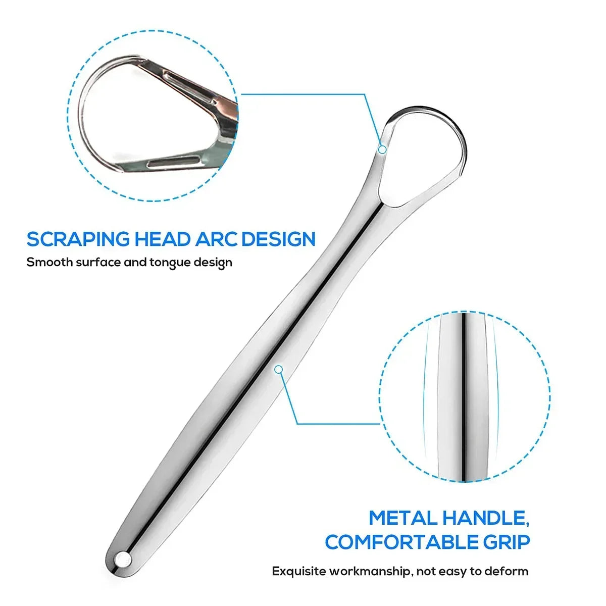 Ascend Stainless Steel Tongue Scraper Set (1–2 Pieces, Portable Oral Cleaner)