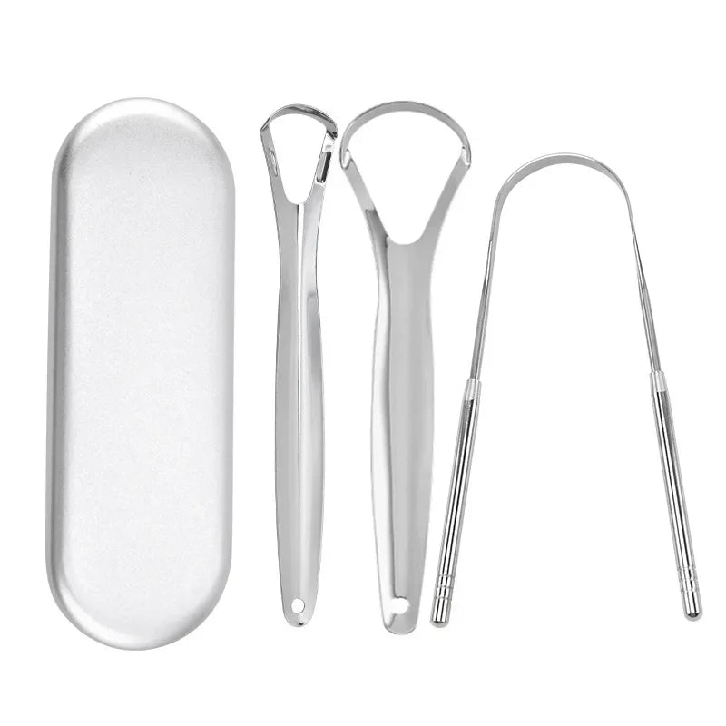 Ascend Stainless Steel Tongue Scraper Set (1–2 Pieces, Portable Oral Cleaner)